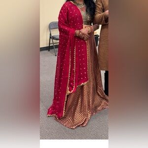 Extremely beautiful full hand work of pearls and dabka lengha choli